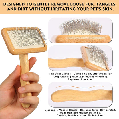 Slicker Brush for Dogs & Cats, Dog & Cat Brush for Shedding & Grooming | Deshedding Tool, Loose Fur Removal, Undercoat Removal, Gentle Coated Tips, Air-Cushion Pad, Long & Short Hair Pet, Detangling2