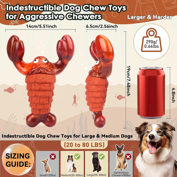BIKIISEN Squeaky Dog Toys for Aggressive Chewers for Large Dogs, Interactive Chew Toys to Keep Them Busy, Indestructible Toys, Tough Toys for Medium Large Dogs (Red)2