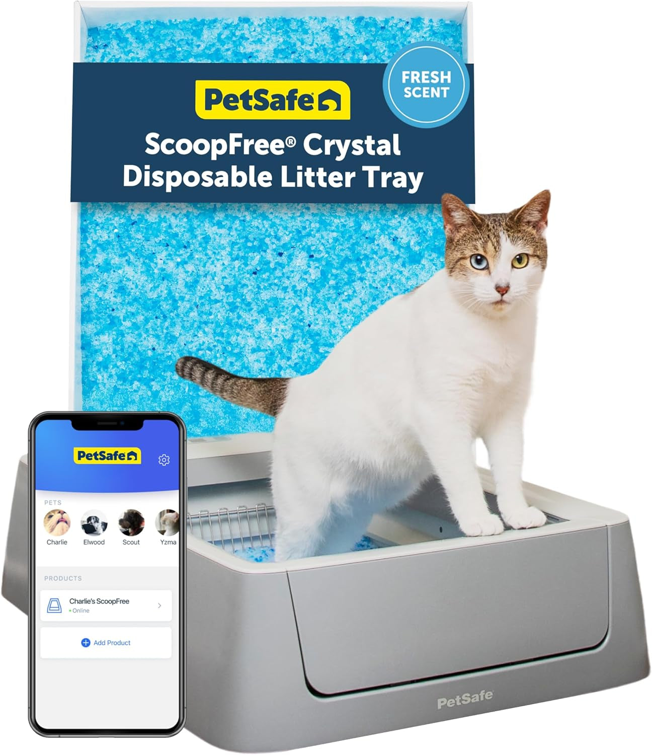 petsafe-scoopfree-crystal-pro-legacy-self-cleaning-litter-box-uncovered-hands-free-automatic-cleaning-advanced-odor-control-health-counter-display-includes-1-disposable-crystal-litter-tray