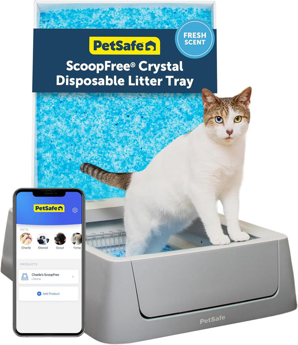 Petsafe Scoopfree Crystal Pro Legacy Self-Cleaning Litter Box, Uncovered | Hands-Free Automatic Cleaning, Advanced Odor Control, Health Counter Display, Includes 1 Disposable Crystal Litter Tray11