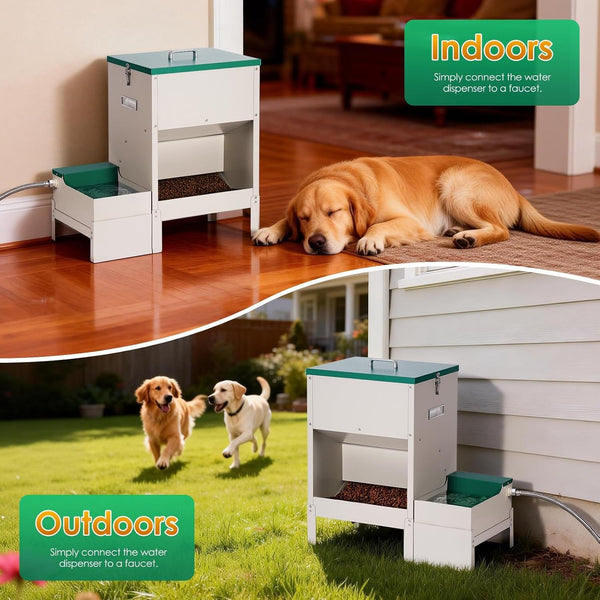 Metal Automatic Dog Feeder&Water Dispenser for Large Dogs Outdoor | 2-In-1 Automatic Dog Feeder Large Breed and Outdoor Dog Water Bowl Set for Large Dogs, Cats, and Other Pet7