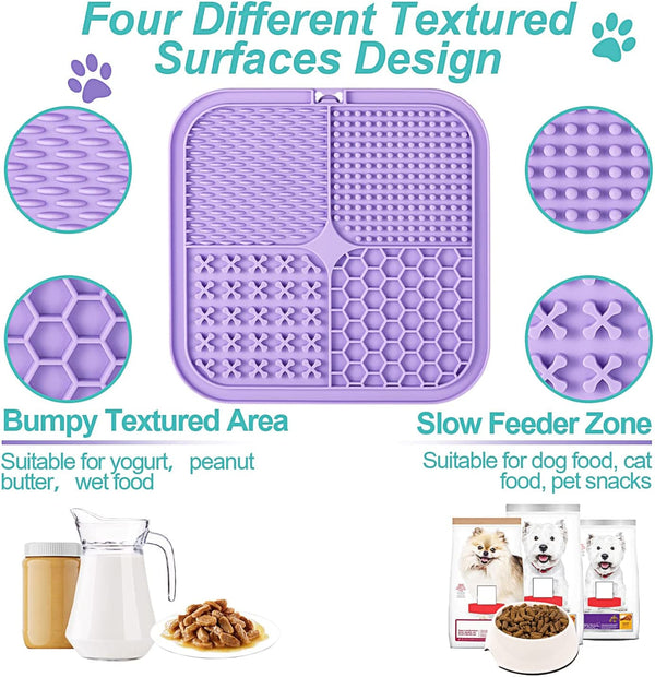 LUKITO Lick Mat for Dogs & Cats 2 Pack with Suction Cups, Dog Lick Mat for Anxiety Relief, Dog Toys to Keep Them Busy, Peanut Butter Licking Pad for Boredom Reducer, Perfect for Bathing Grooming4