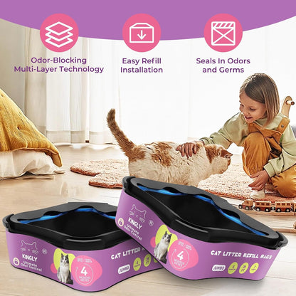 Premium Cat Litter Refill Bags |Jumbo 28FT 2-Pack | Lasts up to 8 Months | 2 Cartridges for Superior Odor Control8