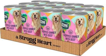 A Strong Heart Wet Dog Food, Chopped Dinner with Beef - 22 Oz Cans (Pack of 12), Made in the USA with Real Beef1