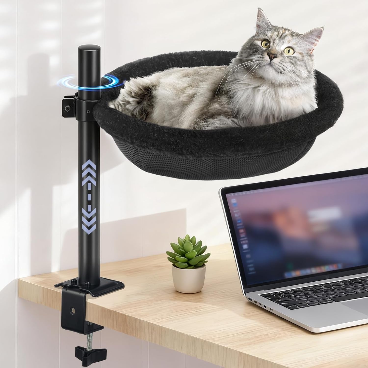 cat-desk-bed-reversible-cat-hammock-for-desk-use-clamp-on-metal-black-360-rotating-height-adjustable-supports-up-to-45lbs-machine-washable-large-cats-kittens-indoor-office-game-tables