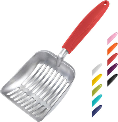 Wepet Cat Litter Scoop, Aluminum Alloy Sifter, Kitty Metal Scooper, Deep Shovel, Long Handle, Poop Sifting, Kitten Pooper Lifter, Durable, Heavy Duty, for Litter Box26