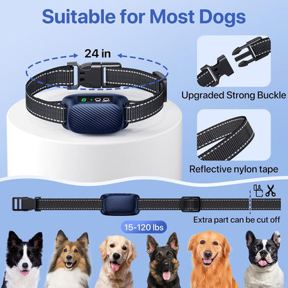 Dog Bark Collar, Automatic Bark Collar with 8 Sensitivity Levels,Smart Waterproof No Bark Collar with Beep Vibration Modes, Rechargeable anti Barking Collars for Large Medium Dogs-K047