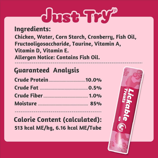 Just Try Cranberry Lickable Cat Treats with Taurine, 20 Tubes | Supports Urinary Tract Health, Kidney Support , and Daily Hydration for Cats5