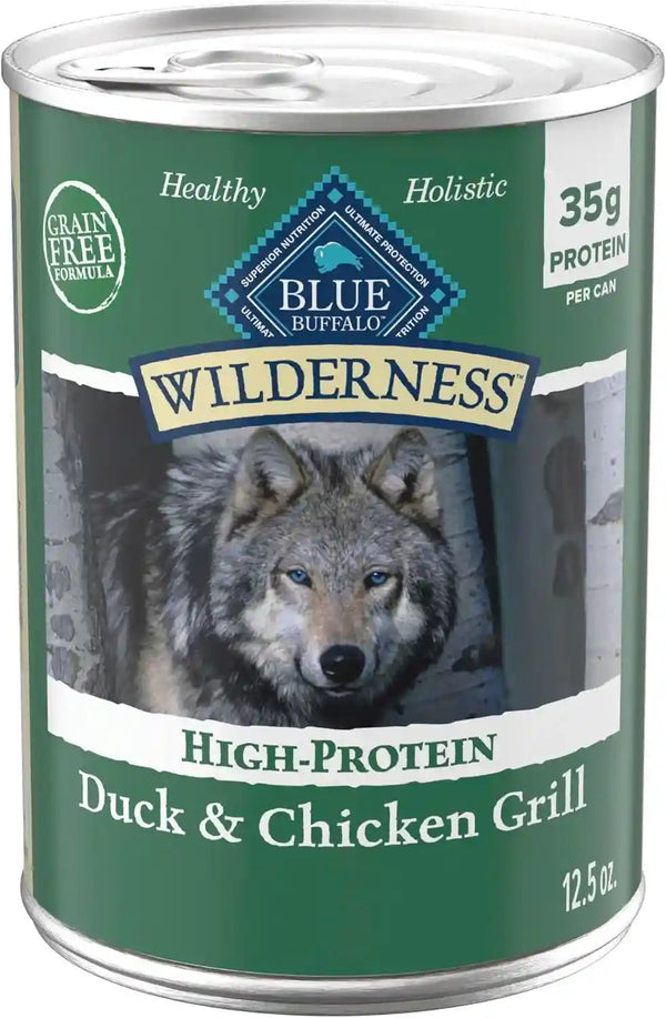 Blue Buffalo Wilderness Grain Free Adult Wet Dog Food, Beef & Chicken Grill, 32G Protein per Can, 12.5 Oz. Can (Pack of 12)21