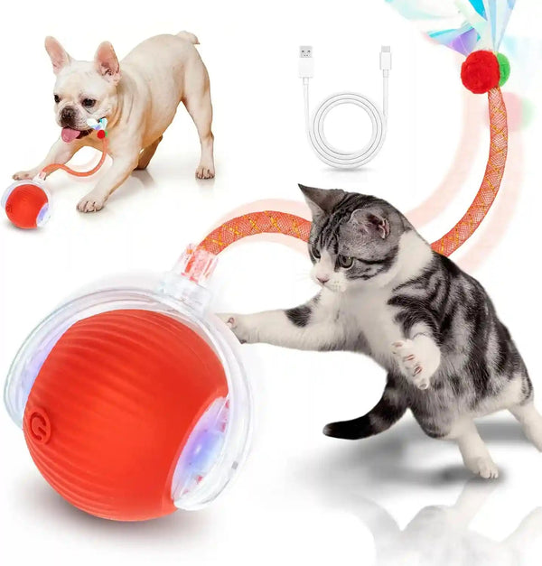 Cat Toys for Indoor Cats Smart Automatic Bal Moving Chase Dogs Toy, Red | Ball Rolling for Bored Kitten Pet, Upgraded Speedy Moving Chase Dogs Toy10