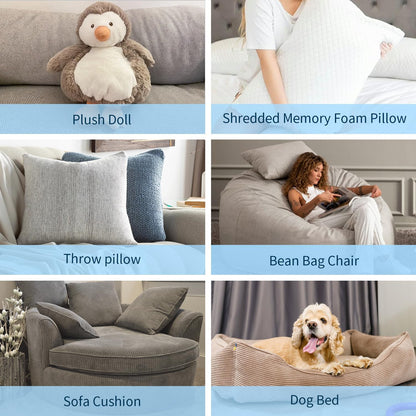 Bean Bag Filler, 10Lbs Shredded Memory Foam Filling, Soft Pillow Stuffing Bean Bag Refill Foam for Couch, Cushion, Stuffed Animals, Dog Bed, Arts Crafts | Soft Pillow Stuffing | Light Supportive | Ideal for Couch Cushions, Stuffed Animals, Dog Bed, Arts Crafts | Oeko-Certified6