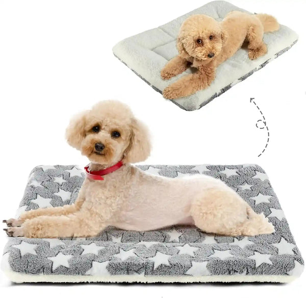 Mora Pets Dog Crate Pad - Ultra Soft Pet Bed with Cute Star Print, Washable Mat for Large Medium Small Dogs, Reversible Fleece Kennel Liner, Cat Bed 23 X 18 Inch Brown27