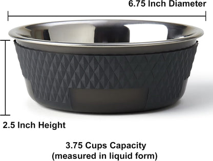Petrageous 16019 Kona Stainless Steel Non-Slip Dishwasher-Safe Dog Bowl 3.75-Cup 6.75-Inch Diameter 2.5-Inch Tall for Medium and Large Dogs and Cats 30-Ounce, Grey2