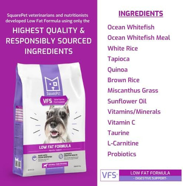 Squarepet Veterinarian Formulated Solutions Low Fat Content Lean Whitefish, Highly Digestible, Dry Dog Food 4.4Lbs4