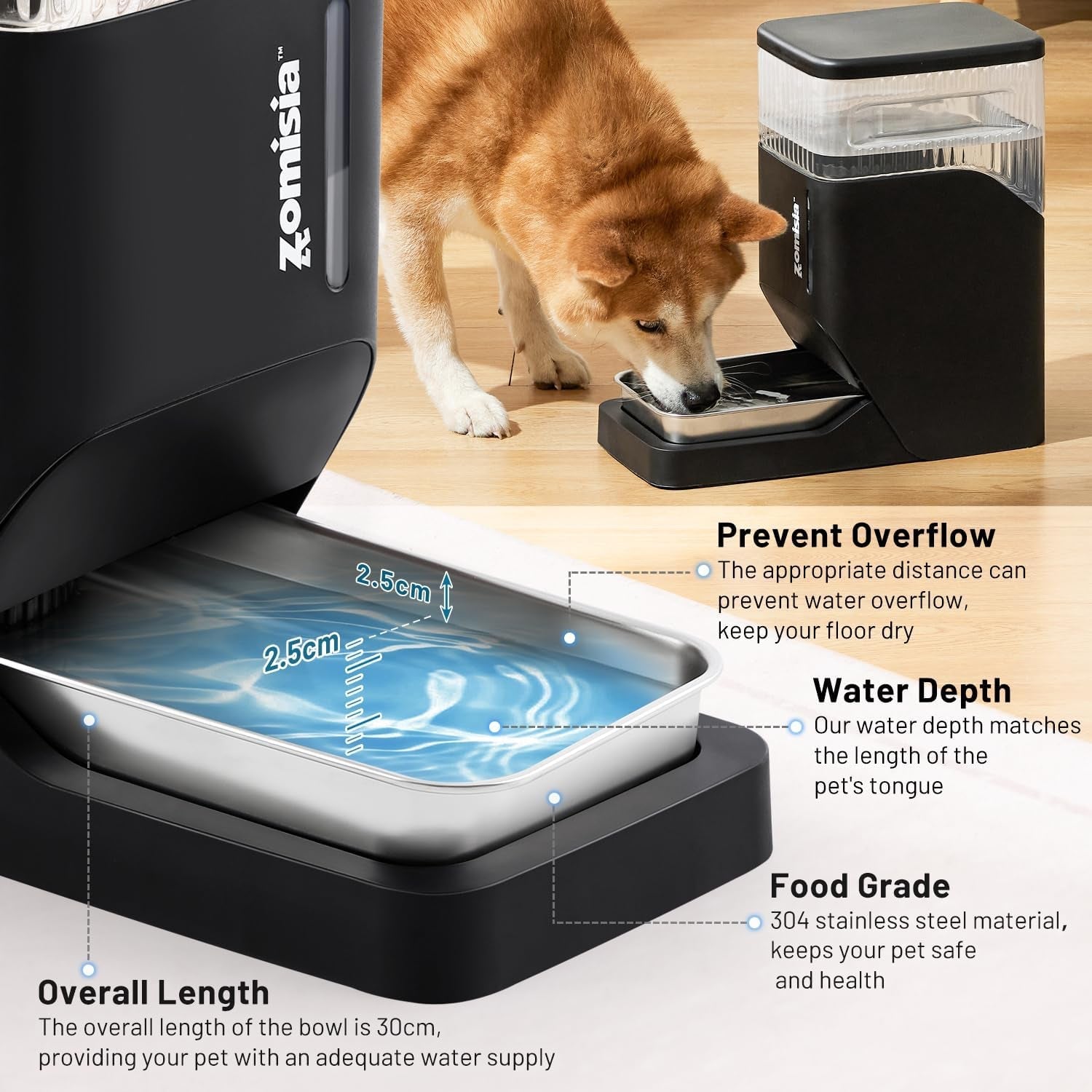zomisia-automatic-dog-water-dispenser-8l-with-stainless-steel-bowl-gravity-large-capacity-water-bowl-for-dogs-2-gallon-pet-waterer-100-bpa-free-white