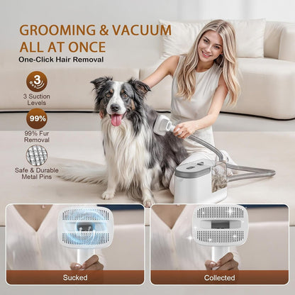 Dog Grooming Vacuum, Dog Grooming Kit, 3 Suction Modes Dog Brush Vacuum with 5 Pet Grooming Tools (Off-White)2