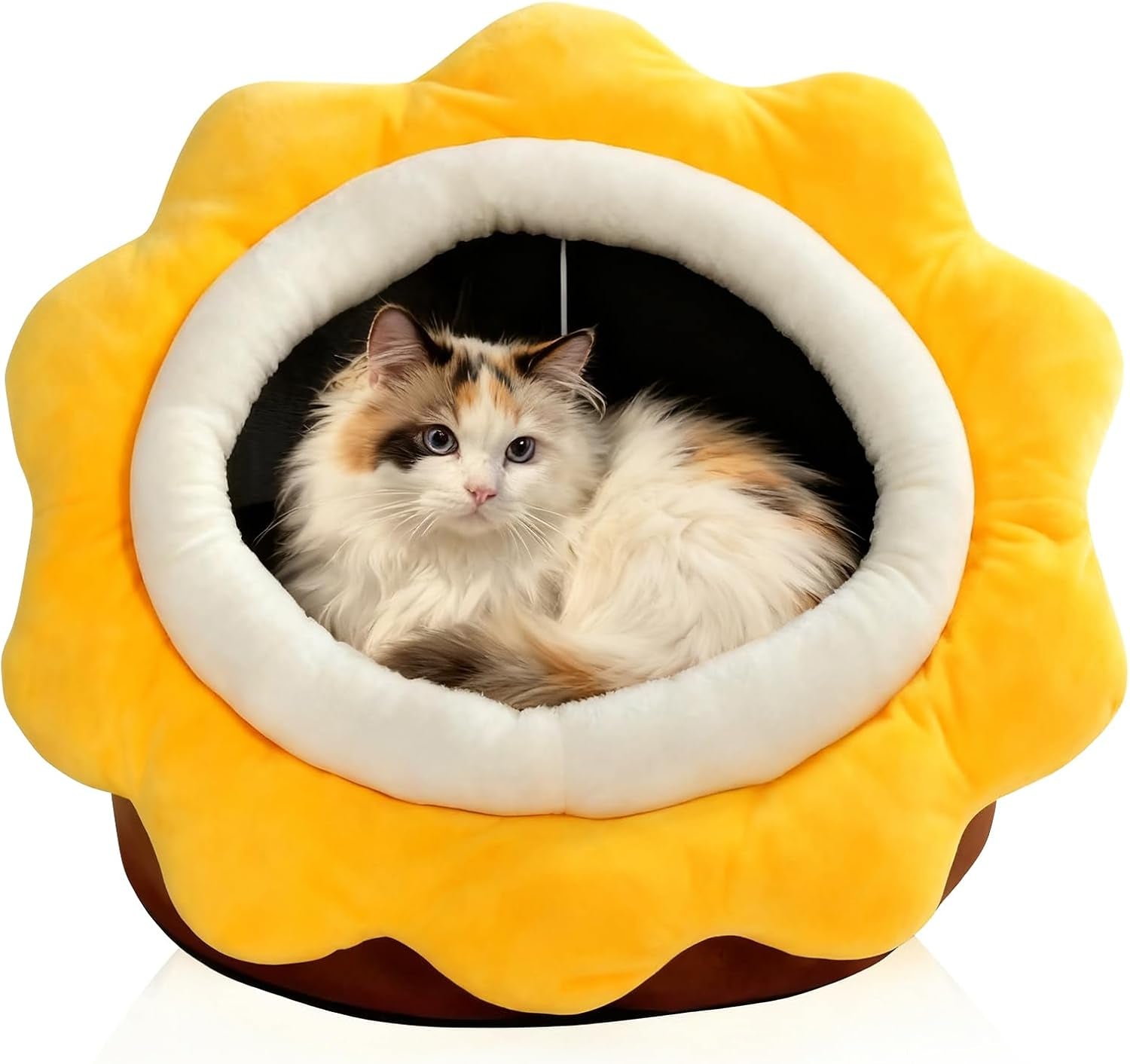 cat-beds-for-indoor-cats-rabbit-shaped-cat-cave-bed-with-hanging-toy-grey-m-super-soft-calming-cat-tent-house-for-kitten-puppy-warm-plush-machine-washable-removable-cushioned-pad-cute-cat-hideaway