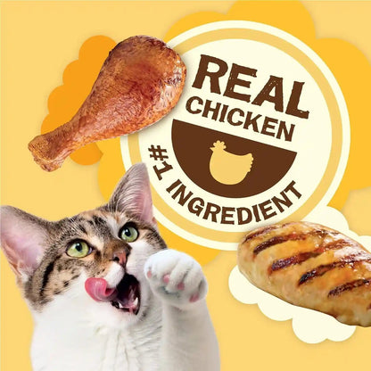 Purina Friskies Natural Cat Treats, Party Mix Natural Yums with Real Chicken & Vitamins, Minerals & Nutrients - (Pack of 10) 2.1 Oz. Pouches3
