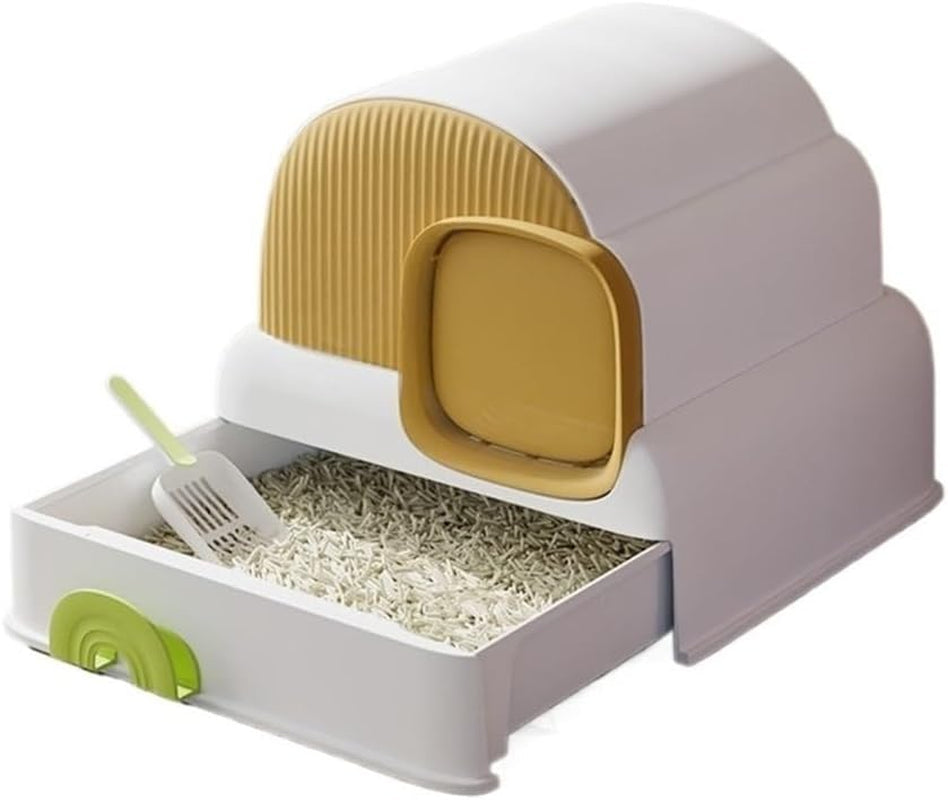 pet-supplies-enclosed-cat-litter-box-with-hood-drawer-anti-splash-easy-cleanblue
