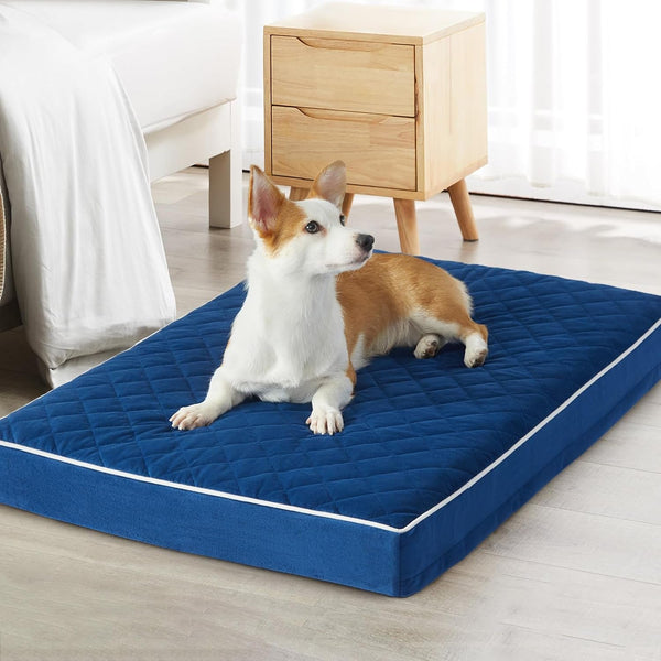 WNPETHOME Orthopedic Waterproof Extra Large Senior Dogs Bed for Comfy Sleeping with Removable Washable Cover, Multi-Needle Quilting XL Crate Bed for Large Sized Dog Relax, Light Grey13