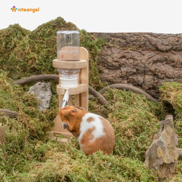 Niteangel Hamster Water Bottle with Stand: 4Oz/120Ml Capacity & Leak-Proof | Adjustable Height - Far Away Cage Mess & Wet Bedding Water Dispenser for Syrian Dwarf Hamster Gerbils Mice Rat or Small Pets4