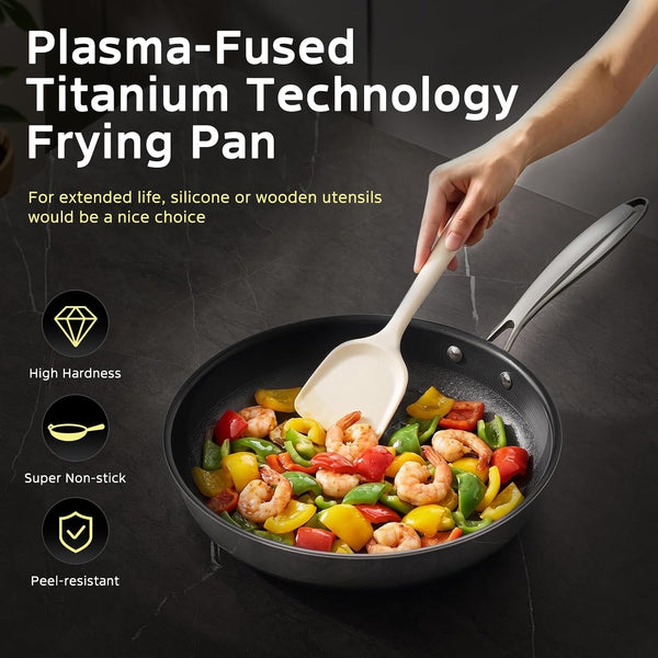 13Pcs Nonstick Pots and Pans Set Stainless Steel Cookware Sets | Hybrid Titanium Non Stick Frying Pans, Saucepans, Saute Pan & Stock Pot, PFOA Free Kitchen Skillet, Induction Compatible9