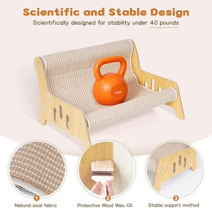 Sisal Cat Scratcher Sofa, Durable Frame Cat Couch Scratcher for Indoor Cats, Mess-Free No Shedding Cat Scratcher Bed, Multi-Functional Lounge for Scratching & Playing, Easy Assembly Furniture3