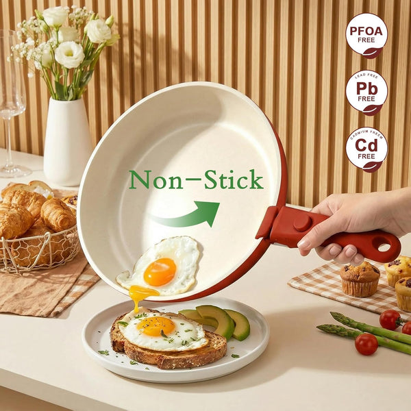 21PCS Pots and Pans Set Non Stick,Kitchen Cookware Set Detachable Handle,Red and Black Gradient Pot and Pan Set,Non Toxic Cooking Pan Set with Frying Pans Set,Rv Cookware Sets for All Stoves4