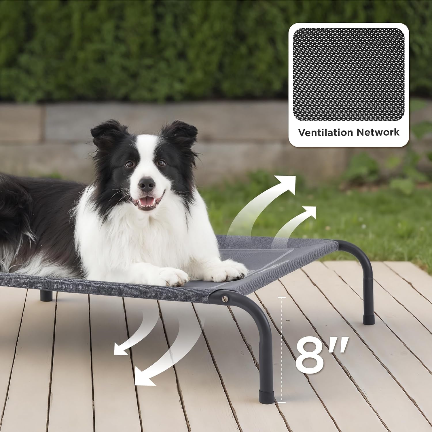 bedsure-outdoor-elevated-cooling-dog-bed-large-sized-dog-49in-grey-portable-raised-camping-pet-cot-hammock-breathable-teslin-mesh-weather-resistant-for-large-pets-up-to-85-lbs-easy-to-assemble