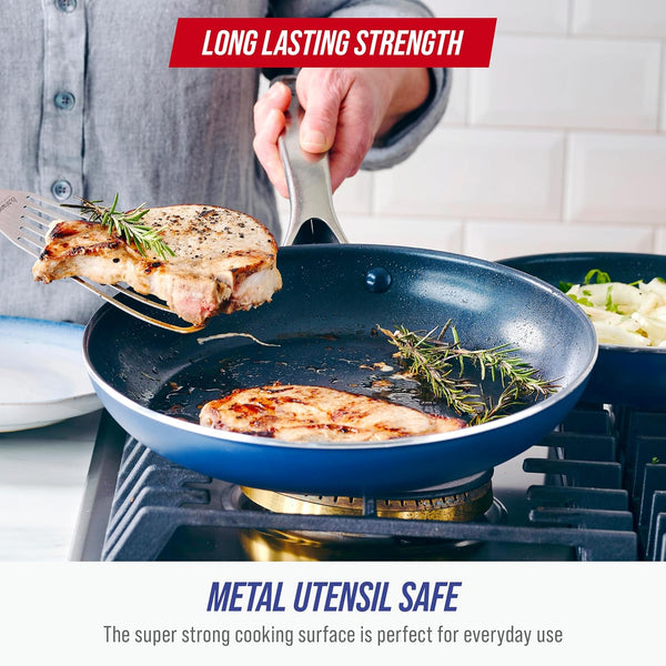 10" Diamond Infused Ceramic Nonstick Frying Pan Skillet, Blue | Pfas-Free Ceramic Nonstick, Dishwasher & Oven Safe, Stay Cool Handle, Durable Metal Utensil Safe, Egg & Omelet Pan5