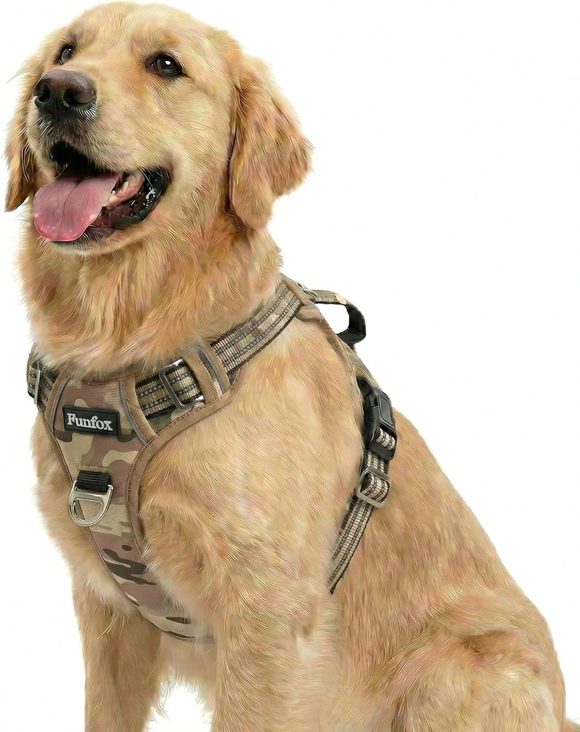 funfox-dog-harness-medium-sized-dog-vertical-handle-easy-control-no-pull-pet-vest-adjustable-with-2-leash-clips-soft-material-reflective-safe-night-walking-for-small-medium-large-breed-black-m