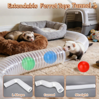 Mity Rain Ferret Toys with 3 Balls Inclueded | Collapsible Tunnel Tube Accessories for Ferrets, Guinea Pigs, Hamsters, Expandable Interactive Toys Supplies for Small Pets2