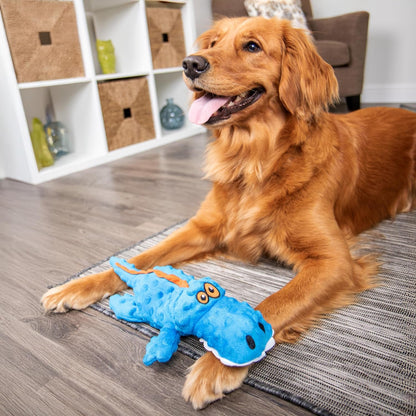 Godog Gators Squeaky Plush Dog Toy with Chew Guard Technology, Durable Fabric & Squeaker for Active Play, Blue, Large7