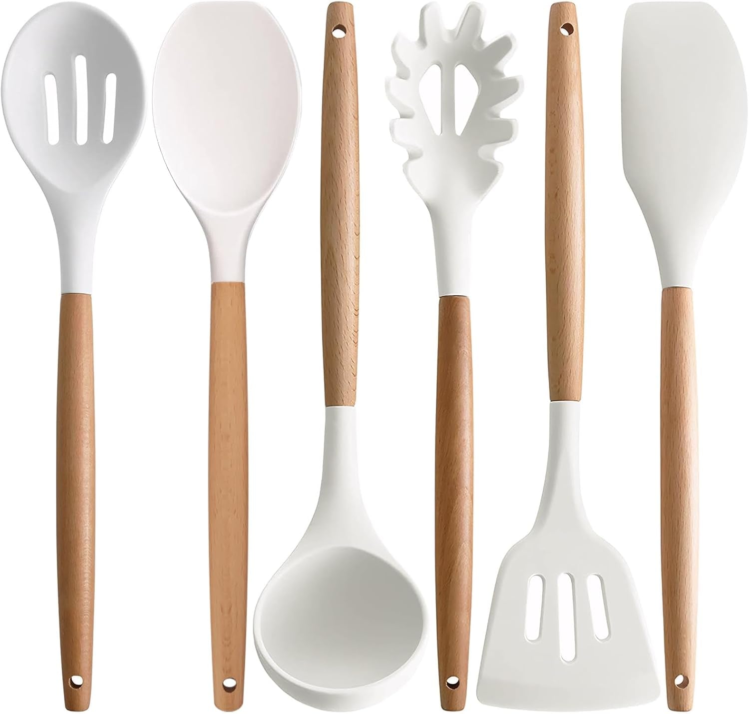 kitchen-cooking-utensils-set-6pcs-non-stick-silicone-kitchen-utensils-spatula-spoon-turner-ladle-pasta-server-heat-resistant-wooden-handle-silicone-cooking-gadgets-sets-for-cookware-baking