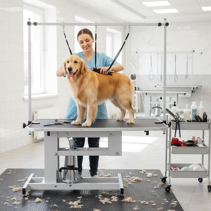 Garveelife 43.3" Hydraulic Dog Grooming Table for Pet, Heavy Duty Structural Hydraulic Max Load 350Lbs Professional Pet Grooming Table with Adjustable Overhead Arm & Noose Height Range 22"-39" (White)7