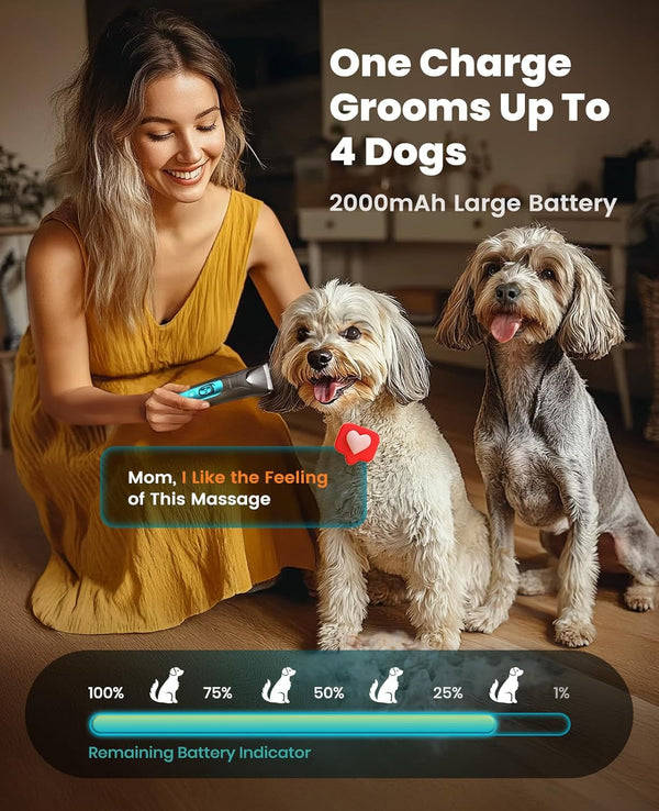 Oneisall Professional 4-In-1 Dog Grooming Kit with LED Light | Quiet Clippers & Nail Grinder, Cordless, 3.7 Hrs Runtime, LED Display, Safe for Paws, Face, Ears & Body6