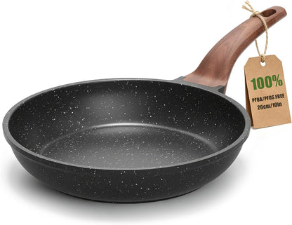 10 Inch Granite Nonstick Frying Pan, Induction Ready, Non-Toxic | PFOA/PFOS Free Scratch Resistant with Stay-Cool Handle Omelette Pan for All Stovetops1