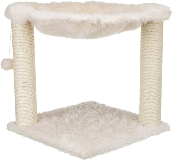 TRIXIE Baza XXL Cat Scratching Posts, Indoor Cat Furniture with Plush Hammock, Jute Scratcher Posts and Dangling Toy Ball, 18.1" L X 18.1" W X 19.7" H, Cream6
