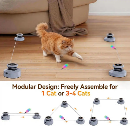 Jripae Interactive Cat Toys for Indoor Cats Automatic Smart DIY Multi-Track Cat Feather Toy, Electric Moving Treadmill Cat Toy for Bored Kittens & Adult Cats Play Chase Run Hunt Instinct Exercise5