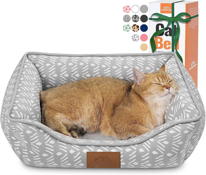 Cat Dog Bed for Pets, Rectangle Pet Bed Gift for Puppy and Kitten, Machine Washable Calming Fluffy Pet Couch Sofa for Indoor Outdoor, Portable Soft Cat Bed with Non-Slip Bottom (Small, Pink)11