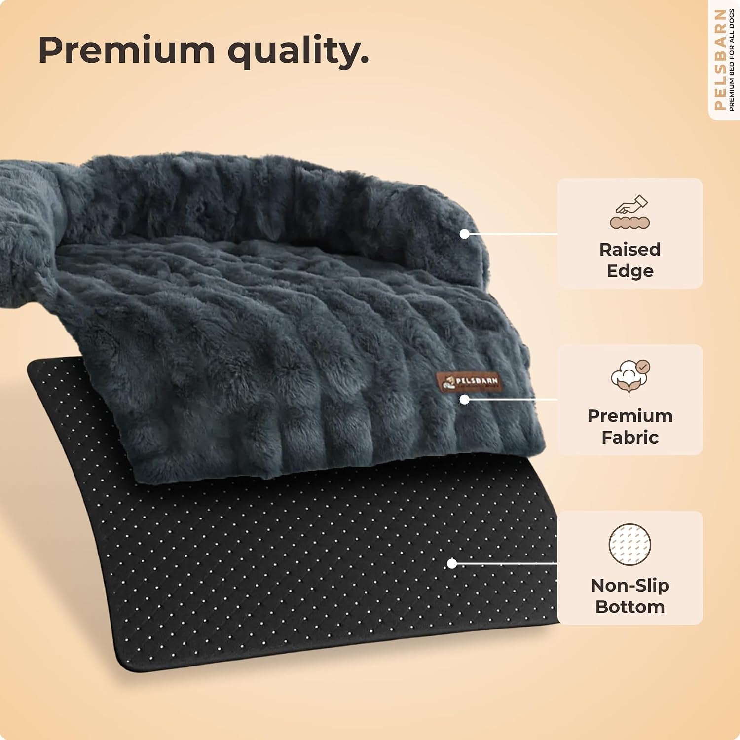 pelsbarn-dog-bed-for-couch-luxurious-sofa-bed-for-dogs-with-non-slip-oxford-bottom-faux-rabbit-fur-with-removable-cover-large-gray-33x33-in
