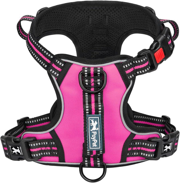 Poypet No Pull Dog Harness, No Choke Front Clip Reflective Dog Vest with Soft Padded Vertical Handle, 3 Leash Attachments for Small Medium Large Dogs (Black,Xl)10