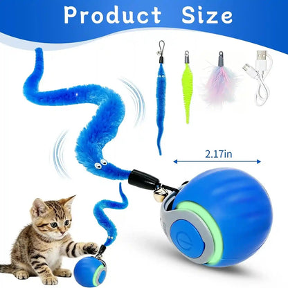 Interactive Cat Toy Ball - Automatic Moving Cat Ball for Indoor Cats with 3 Tails, Rechargeable Silent Kitten Toy for Boredom & Exercise, Rolling Ball Toy with 2 Modes & 2 Speeds.2