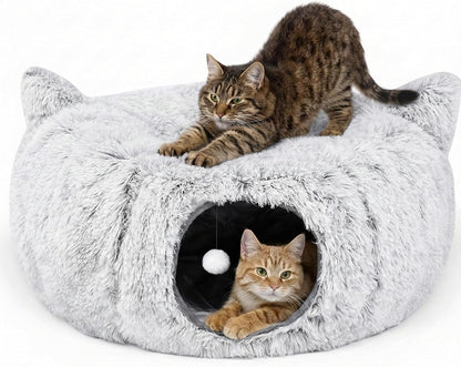 3-In-1 Cat Tunnel Bed – Cat Tunnels & Cat Beds for Indoor Cats with Catnip Toys – Cat Bed Cave & Peekaboo Cat Hideaway – Foldable Interactive Cat, Kitty & Kitten Toys1