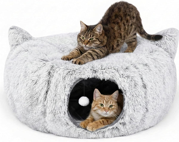 3-In-1 Cat Tunnel Bed – Cat Tunnels & Cat Beds for Indoor Cats with Catnip Toys – Cat Bed Cave & Peekaboo Cat Hideaway – Foldable Interactive Cat, Kitty & Kitten Toys1