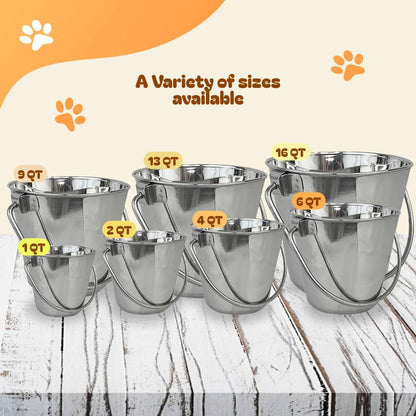 Advance Pet Products 2 Quart Heavy Duty Stainless Steel Flat Side Bucket | Durable Food & Water Pail for Dogs, Cats, Kennels, Cages and Critter Crates | Multi-Purpose Bucket5