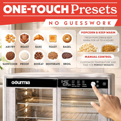 French Door Air Fryer Oven - 37 Qt Large Capacity Convection Toaster Oven, Fryforce 360°, Digital Display, 12 Cooking Presets, Dehydrate, Fits 13” Pizza, Dishwasher-Safe, Stainless Steel2