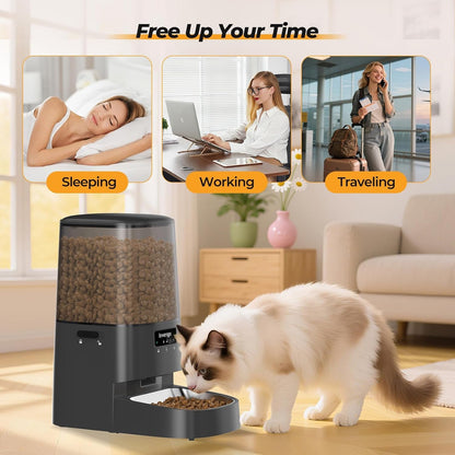 Automatic Cat Feeder with App Control, 5L Food Dispenser for Cats and Small Dogs, 2.4/5G Wi-Fi, Programmable Portions, Anti-Jam & Fresh-Lock, Stainless Steel Bowl, Easy to Clean8
