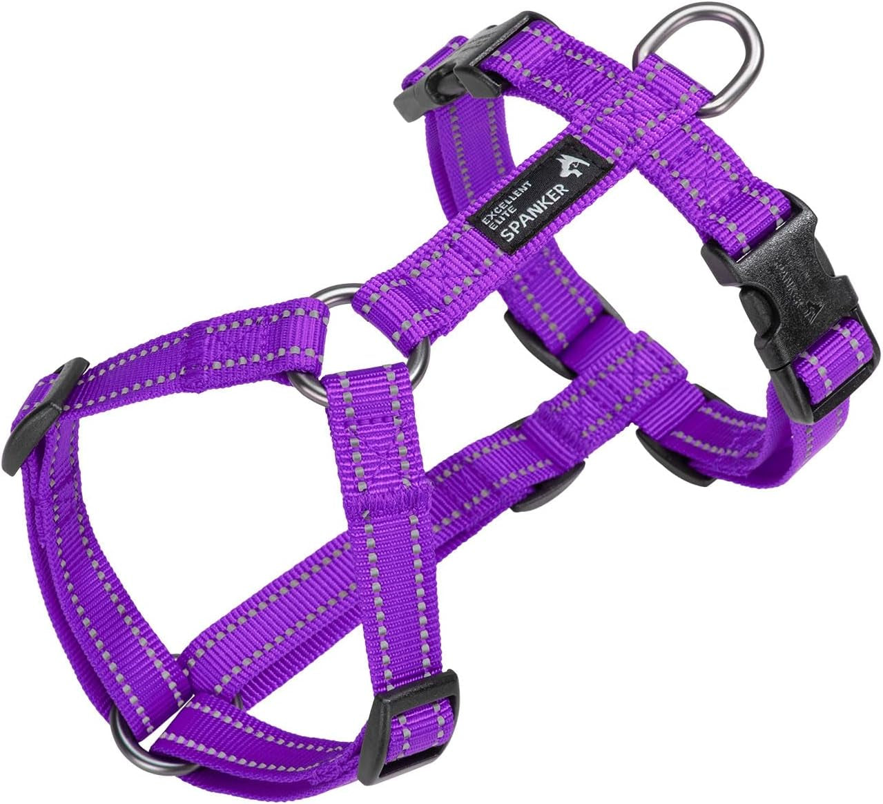 excellent-elite-spanker-no-pull-dog-harness-reflective-nylon-vest-l-shaped-adjustable-easy-pet-harness-for-small-medium-large-breeds-dogs-walking-training-black-redpink-m