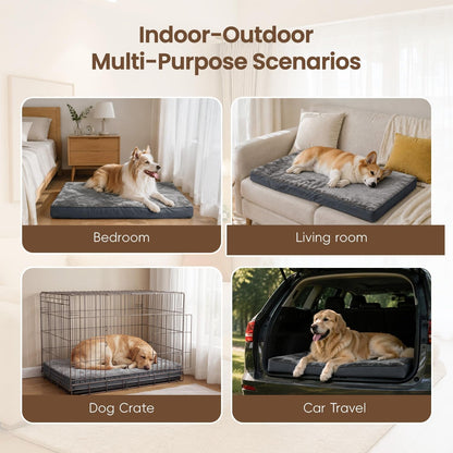 Dog Crate Bed Waterproof Deluxe Plush Dog Beds with Removable Washable Cover Anti-Slip Bottom Pet Sleeping Mattress for Large, Medium, Jumbo, Small Dogs, 41 X 27 Inch, Gray8